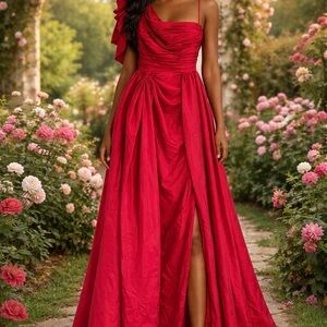 IEENA for Mac Duggal One Shoulder Red Gown. Prom perfect #11312